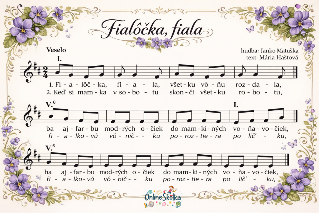 Pesnička Fialôčka, fiala